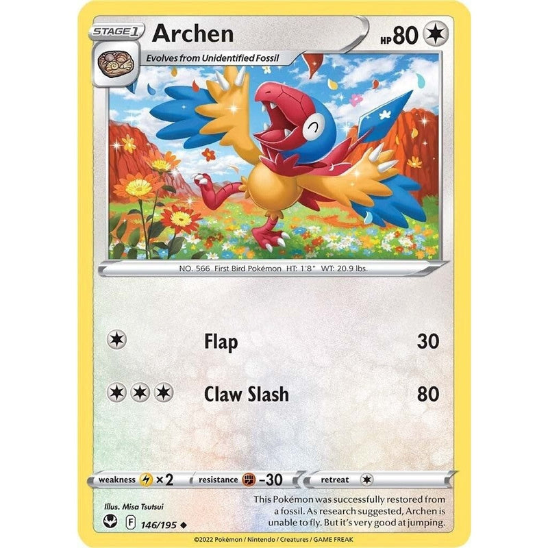 Archen - 146/195 Uncommon Pokémon card from Silver Tempest, Near Mint Normal