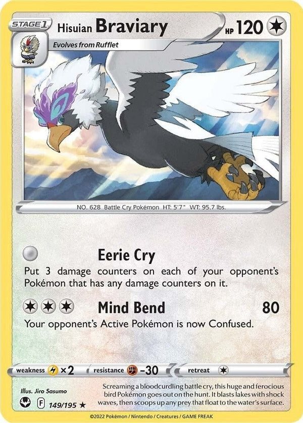 Hisuian Braviary - 149/195 Rare Pokémon card from Silver Tempest, Near Mint Normal