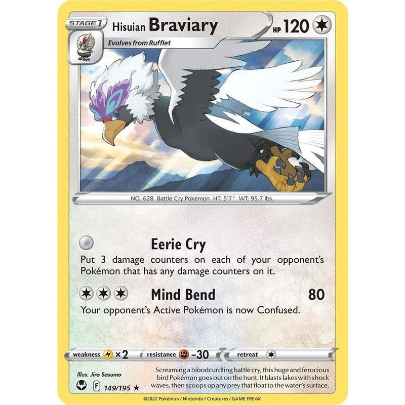 Hisuian Braviary - 149/195 Rare Pokémon card from Silver Tempest, Near Mint Normal