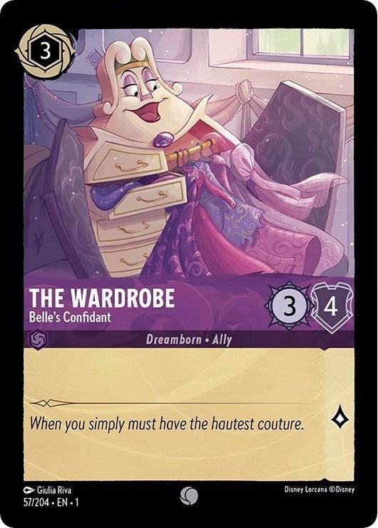 The Wardrobe - Belle's Confidant - 57/204 Common Disney Lorcana card from The First Chapter, Near Mint Normal