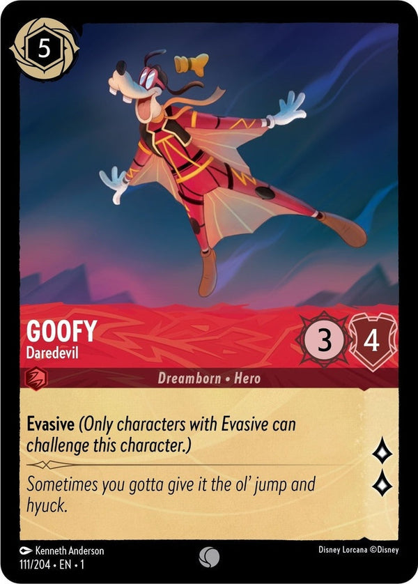 Goofy - Daredevil - 111/204 Common Disney Lorcana card from The First Chapter, Near Mint Normal