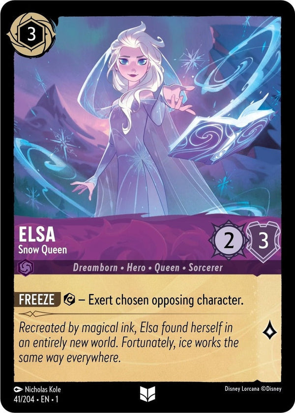 Elsa - Snow Queen - 41/204 Uncommon Disney Lorcana card from The First Chapter, Near Mint Normal