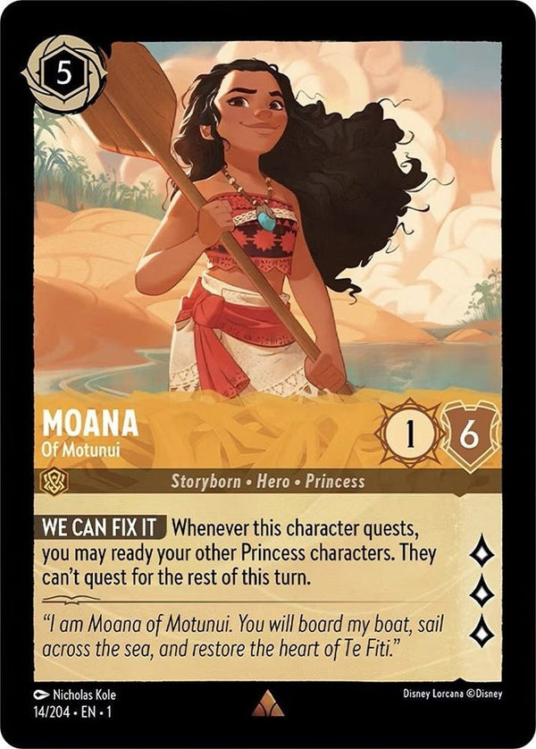 Moana - Of Motunui - 14/204 Rare Disney Lorcana card from The First Chapter, Near Mint Cold Foil