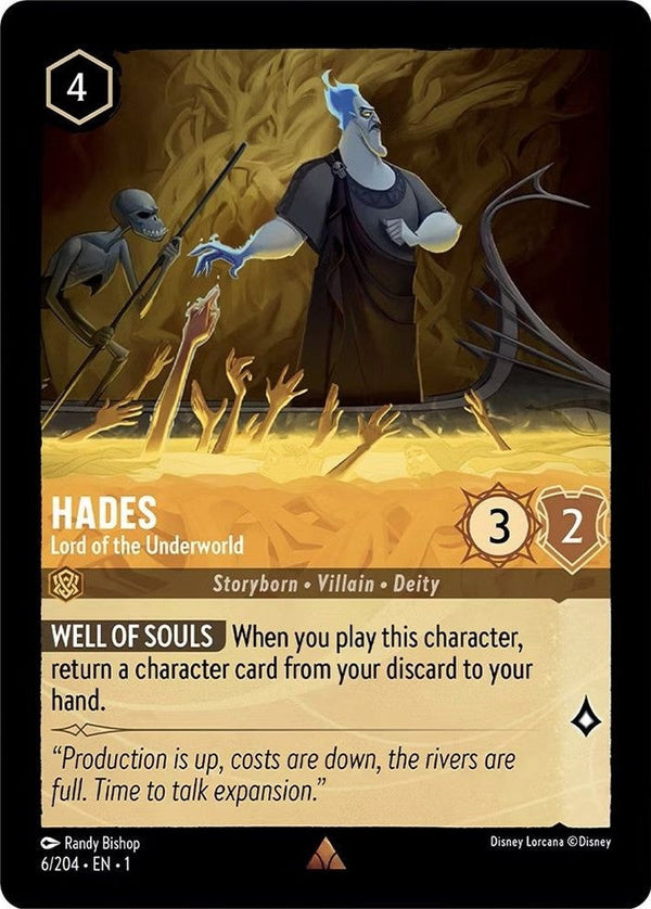 Hades - Lord of the Underworld - 6/204 Rare Disney Lorcana card from The First Chapter, Near Mint Normal