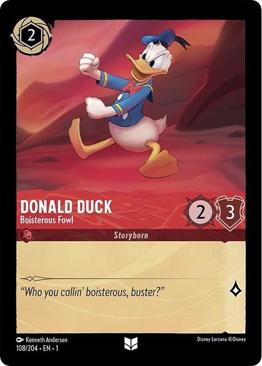 Donald Duck - Boisterous Fowl - 108/204 Uncommon Disney Lorcana card from The First Chapter, Near Mint Normal