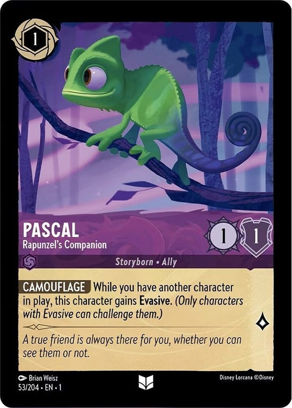Pascal - Rapunzel's Companion - 53/204 Uncommon Disney Lorcana card from The First Chapter, Near Mint Normal