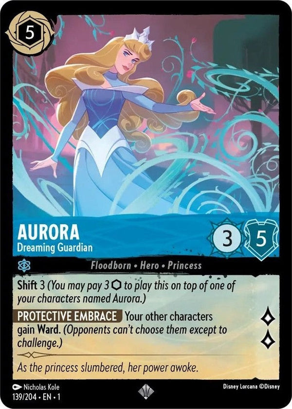 Aurora - Dreaming Guardian - 139/204 Super Rare Disney Lorcana card from The First Chapter, Near Mint Cold Foil