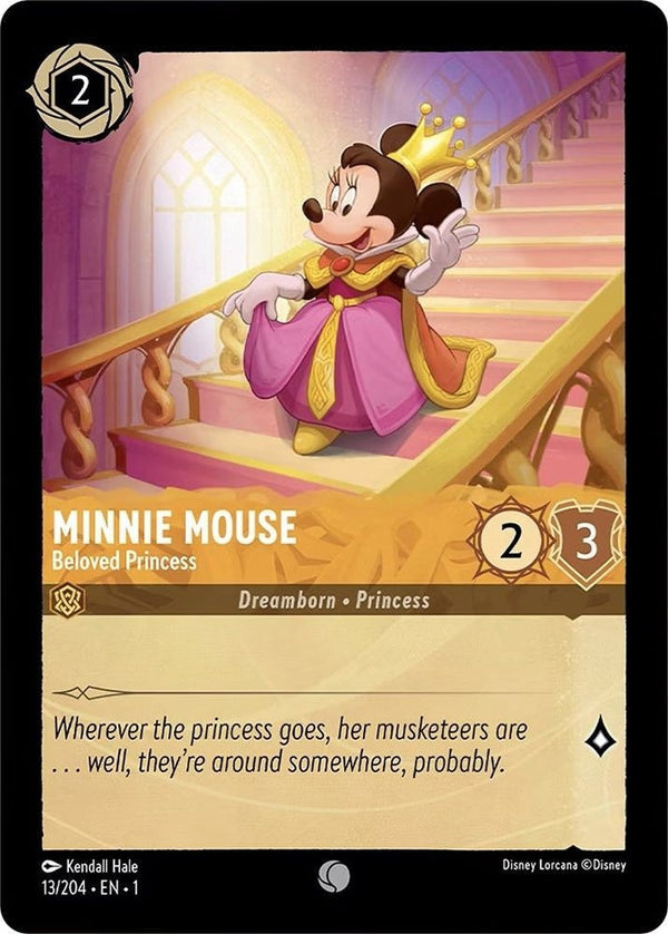 Minnie Mouse - Beloved Princess - 13/204 Common Disney Lorcana card from The First Chapter, Near Mint Normal