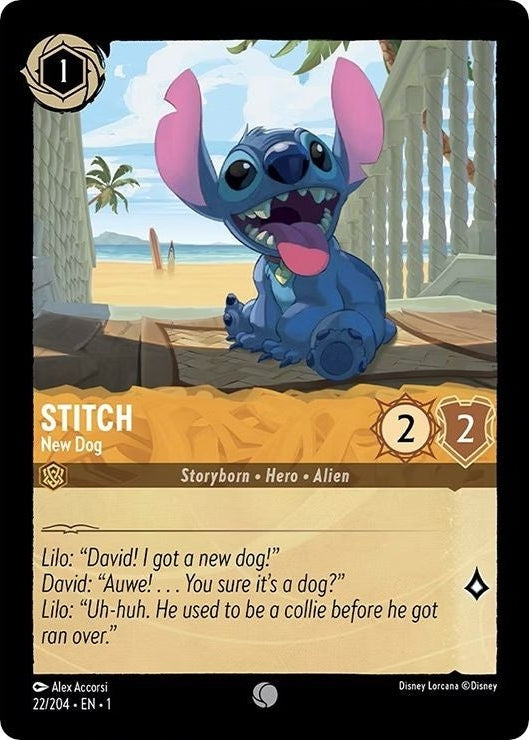 Stitch - New Dog - 22/204 Common Disney Lorcana card from The First Chapter, Near Mint Normal