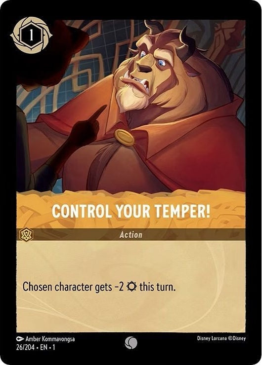 Control Your Temper! - 26/204 Common Disney Lorcana card from The First Chapter, Near Mint Normal