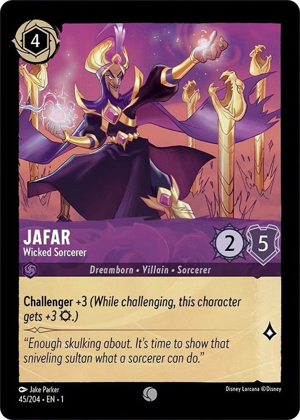 Jafar - Wicked Sorcerer - 45/204 Common Disney Lorcana card from The First Chapter, Near Mint Normal