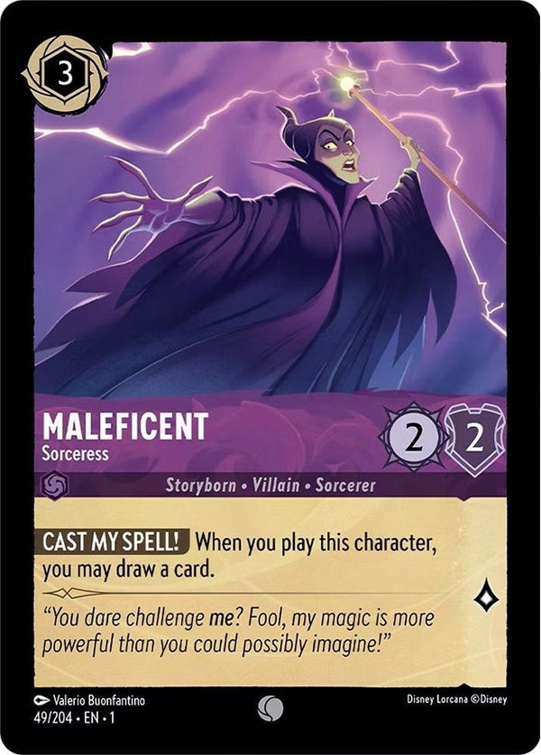 Maleficent - Sorceress - 49/204 Common Disney Lorcana card from The First Chapter, Near Mint Normal