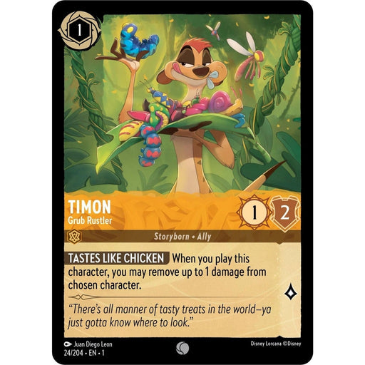 Timon - Grub Rustler - 24/204 Common Disney Lorcana card from The First Chapter, Near Mint Normal