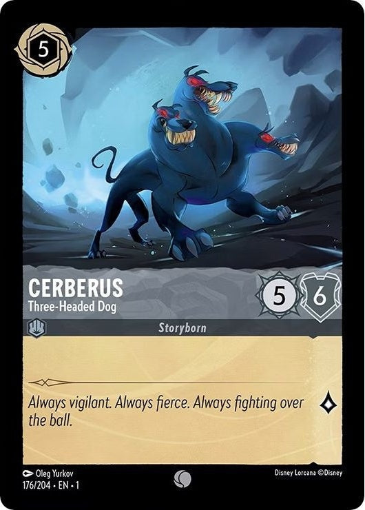 Cerberus - Three-Headed Dog - 176/204 Common Disney Lorcana card from The First Chapter, Near Mint Normal