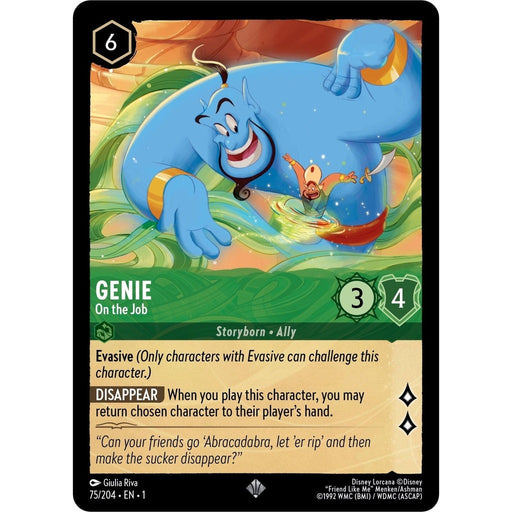 Genie - On the Job - 75/204 Super Rare Disney Lorcana card from The First Chapter, Near Mint Normal