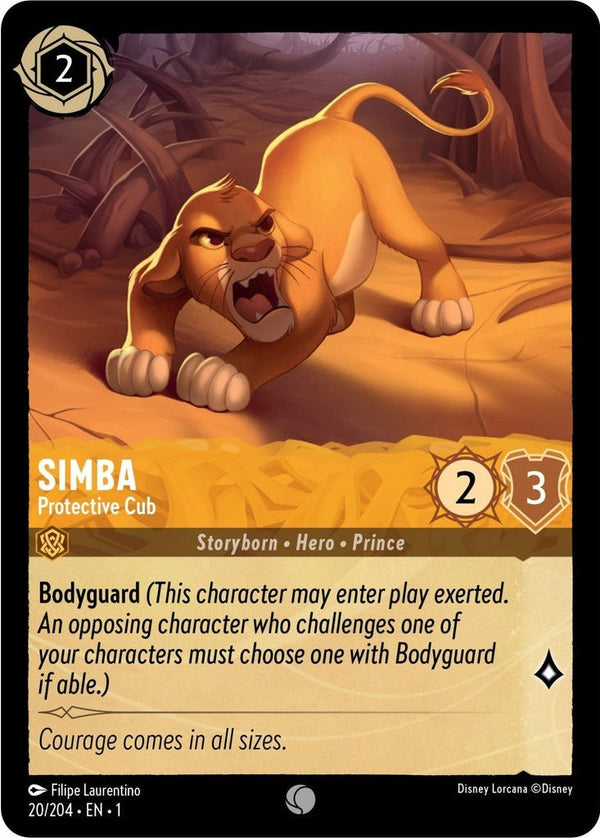 Simba - Protective Cub - 20/204 Common Disney Lorcana card from The First Chapter, Near Mint Normal
