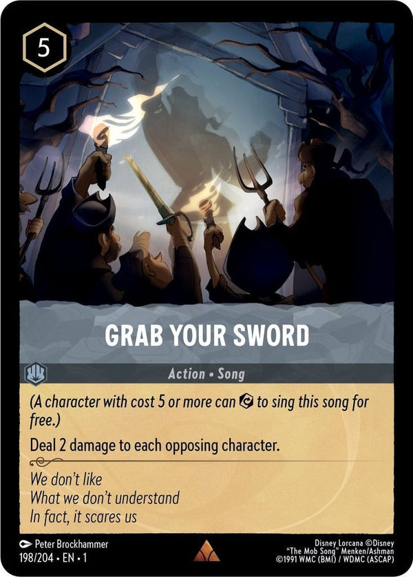 Grab Your Sword - 198/204 Rare Disney Lorcana card from The First Chapter, Near Mint Normal