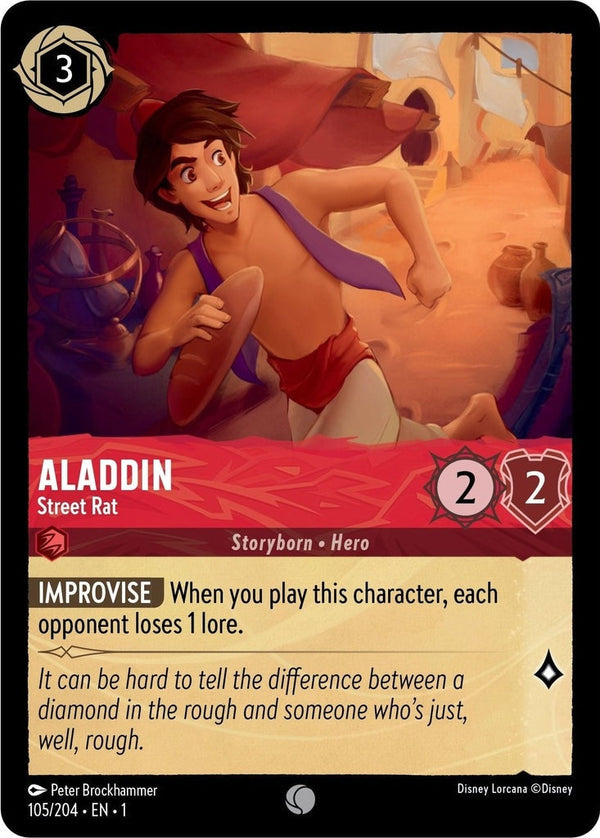 Aladdin - Street Rat - 105/204 Common Disney Lorcana card from The First Chapter, Near Mint Normal