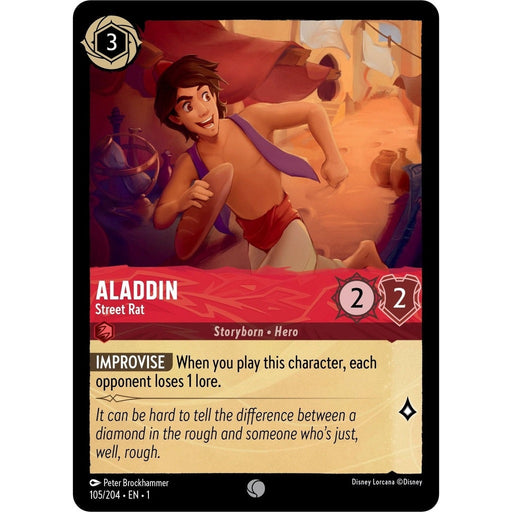 Aladdin - Street Rat - 105/204 Common Disney Lorcana card from The First Chapter, Near Mint Normal