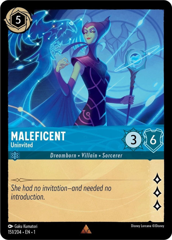 Maleficent - Uninvited - 151/204 Rare Disney Lorcana card from The First Chapter, Near Mint Normal