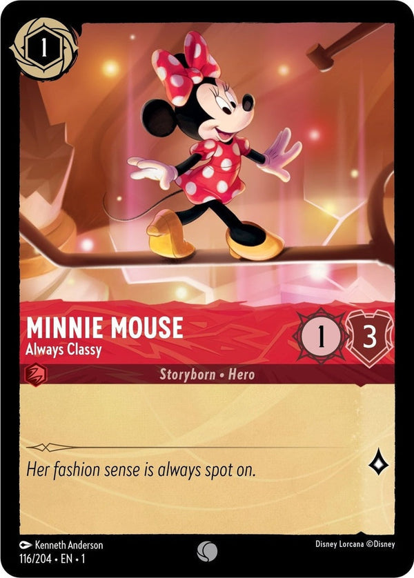 Minnie Mouse - Always Classy - 116/204 Common Disney Lorcana card from The First Chapter, Near Mint Normal