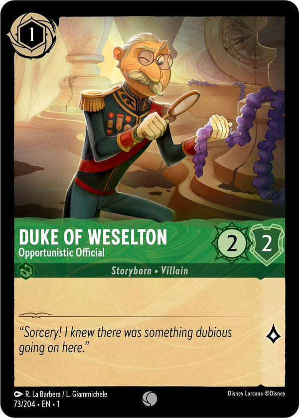 Duke of Weselton - Opportunistic Official - 73/204 Common Disney Lorcana card from The First Chapter, Near Mint Normal