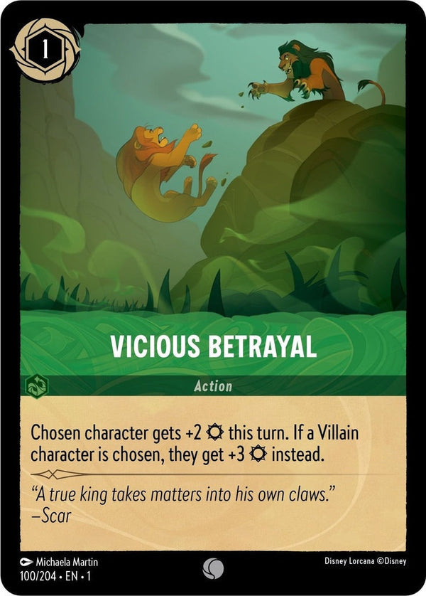 Vicious Betrayal - 100/204 Common Disney Lorcana card from The First Chapter, Near Mint Normal