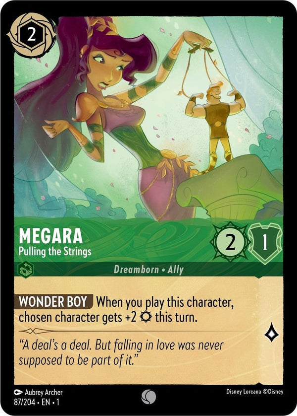 Megara - Pulling the Strings - 87/204 Common Disney Lorcana card from The First Chapter, Near Mint Normal