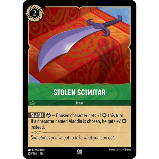 Stolen Scimitar - 102/204 Common Disney Lorcana card from The First Chapter, Near Mint Normal