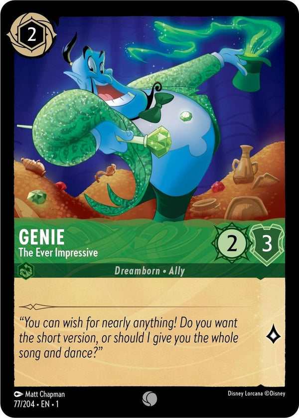 Genie - The Ever Impressive - 77/204 Common Disney Lorcana card from The First Chapter, Near Mint Normal