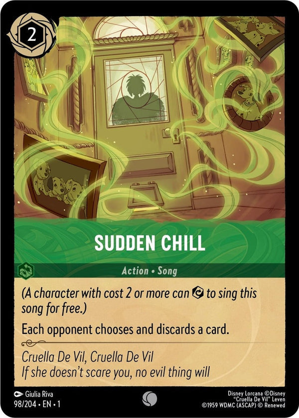 Sudden Chill - 98/204 Common Disney Lorcana card from The First Chapter, Near Mint Cold Foil