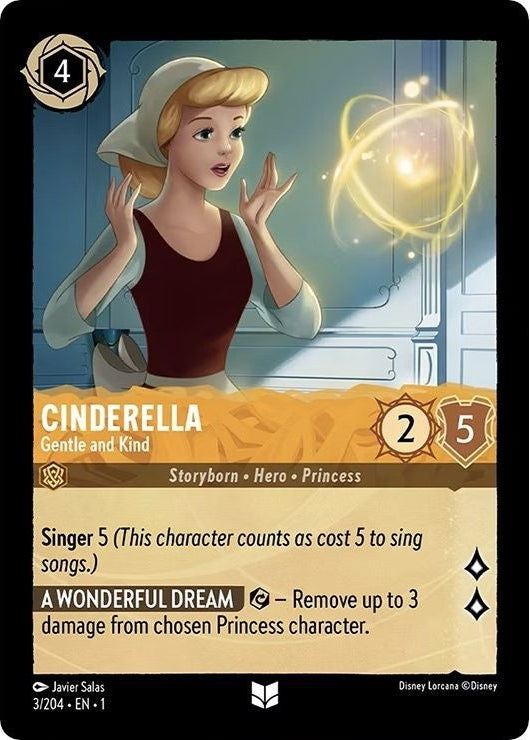 Cinderella - Gentle and Kind - 3/204 Uncommon Disney Lorcana card from The First Chapter, Near Mint Normal