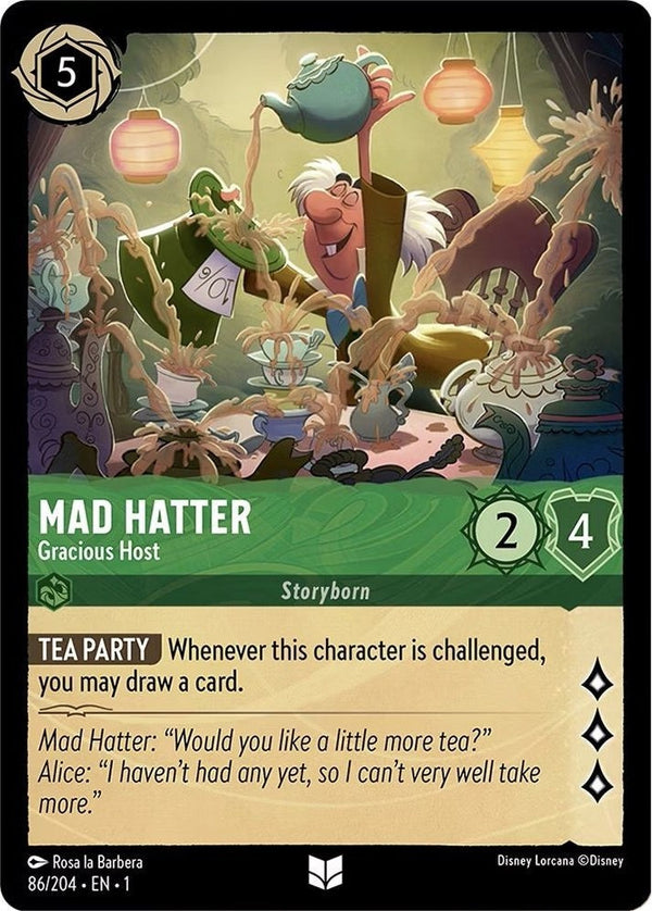 Mad Hatter - Gracious Host - 86/204 Uncommon Disney Lorcana card from The First Chapter, Near Mint Normal