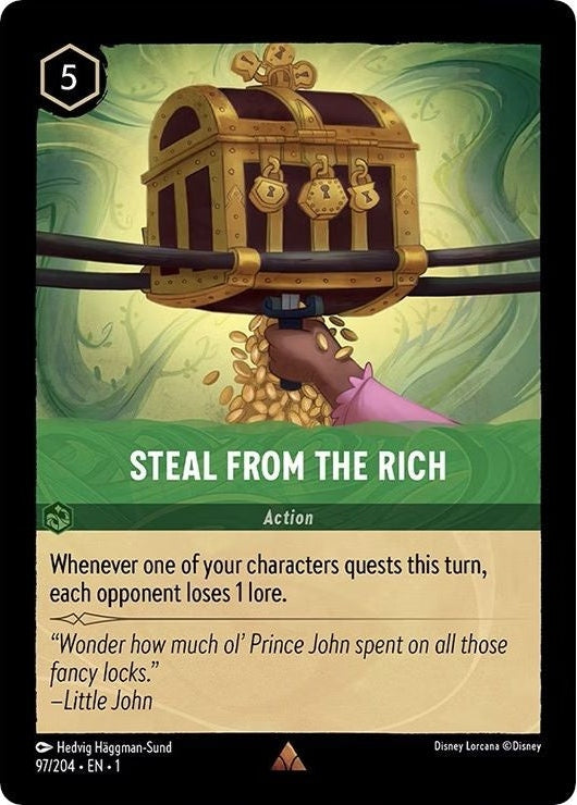 Steal From The Rich - 97/204 Rare Disney Lorcana card from The First Chapter, Near Mint Normal