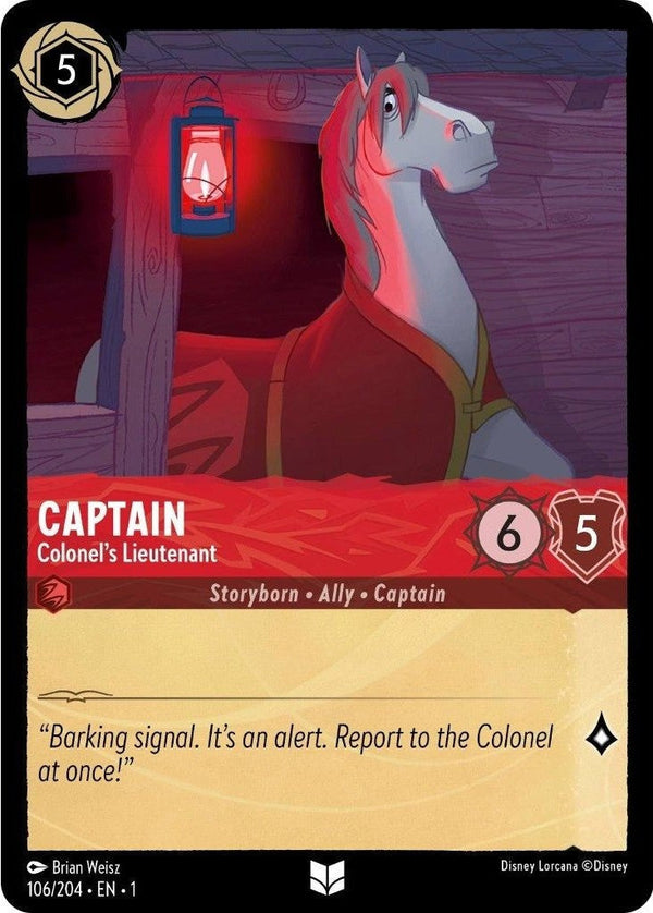 Captain - Colonel's Lieutenant - 106/204 Uncommon Disney Lorcana card from The First Chapter, Near Mint Normal
