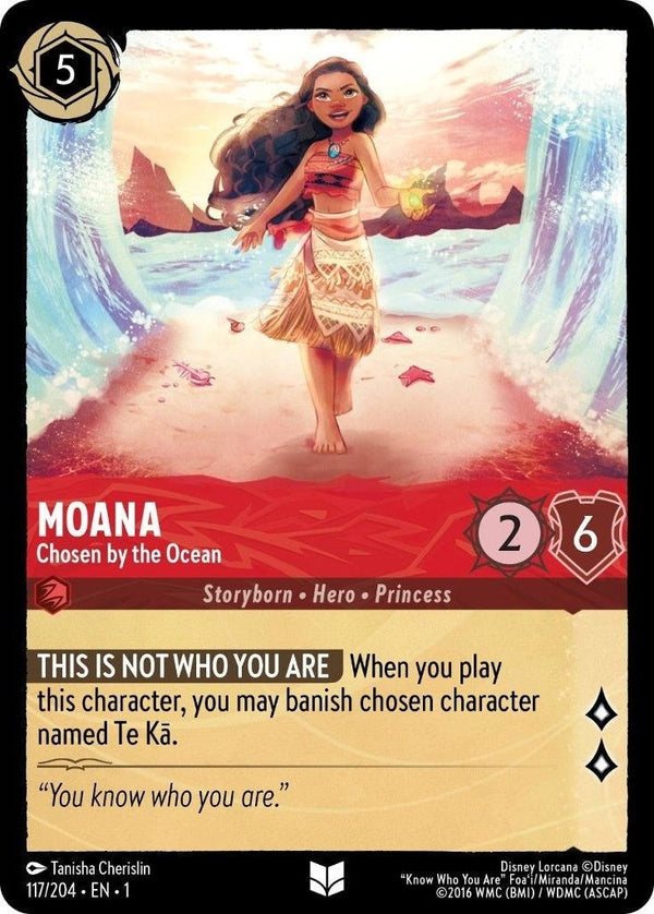 Moana - Chosen by the Ocean - 117/204 Uncommon Disney Lorcana card from The First Chapter, Near Mint Normal