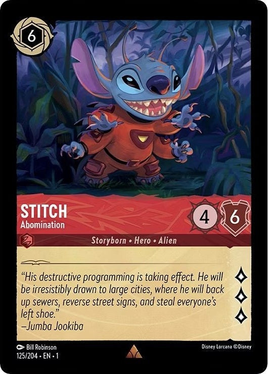 Stitch - Abomination - 125/204 Rare Disney Lorcana card from The First Chapter, Near Mint Normal