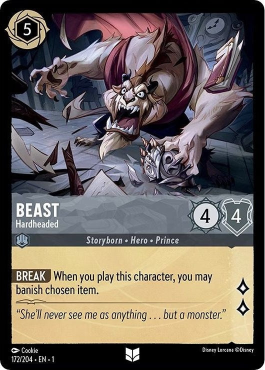 Beast - Hardheaded - 172/204 Uncommon Disney Lorcana card from The First Chapter, Near Mint Normal