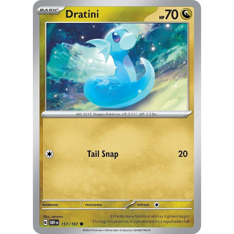 Dratini - 157/197 Common Pokémon card from Obsidian Flames, Near Mint Reverse Holofoil