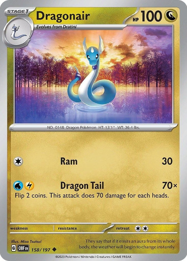 Dragonair - 158/197 Uncommon Pokémon card from Obsidian Flames, Near Mint Normal