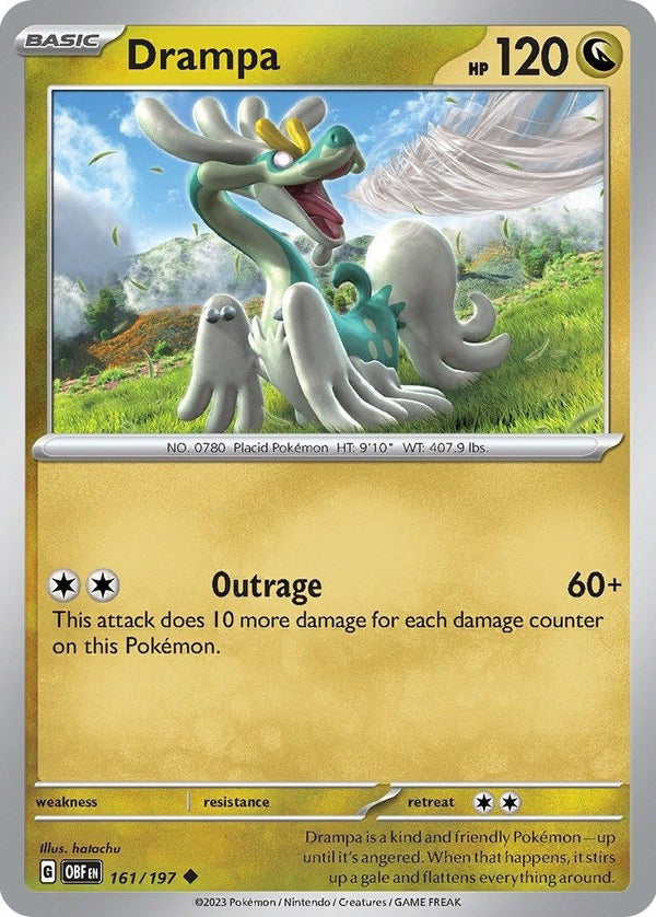 Drampa - 161/197 Uncommon Pokémon card from Obsidian Flames, Near Mint Normal