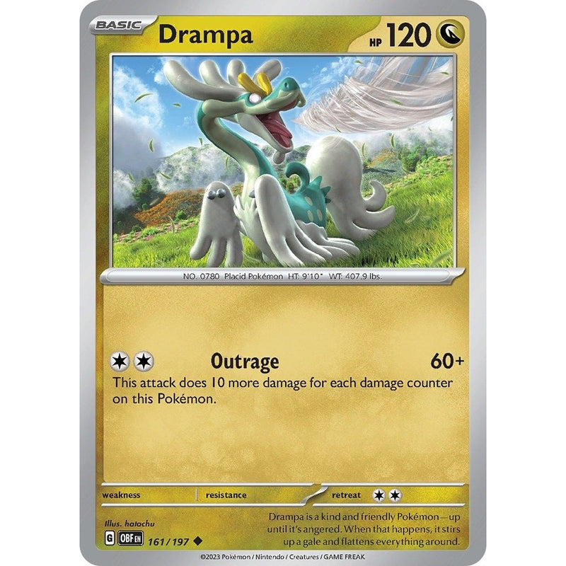 Drampa - 161/197 Uncommon Pokémon card from Obsidian Flames, Near Mint Normal