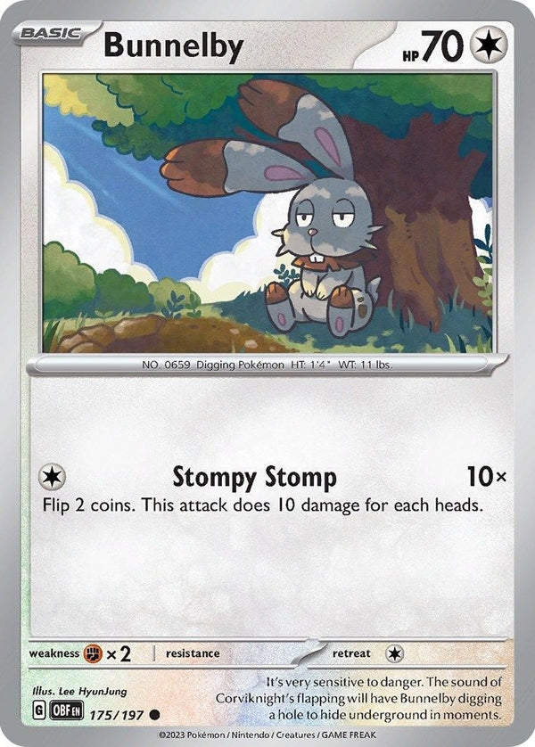 Bunnelby - 175/197 Common Pokémon card from Obsidian Flames, Near Mint Normal