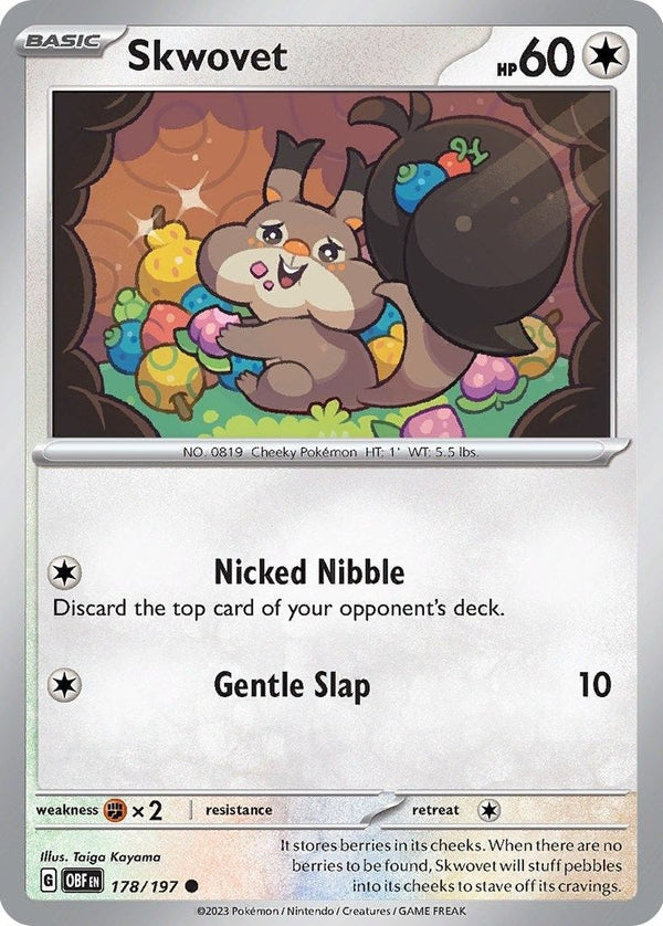 Skwovet - 178/197 Common Pokémon card from Obsidian Flames, Near Mint Normal