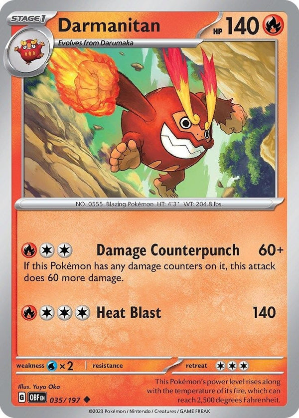 Darmanitan - 035/197 Uncommon Pokémon card from Obsidian Flames, Near Mint Normal
