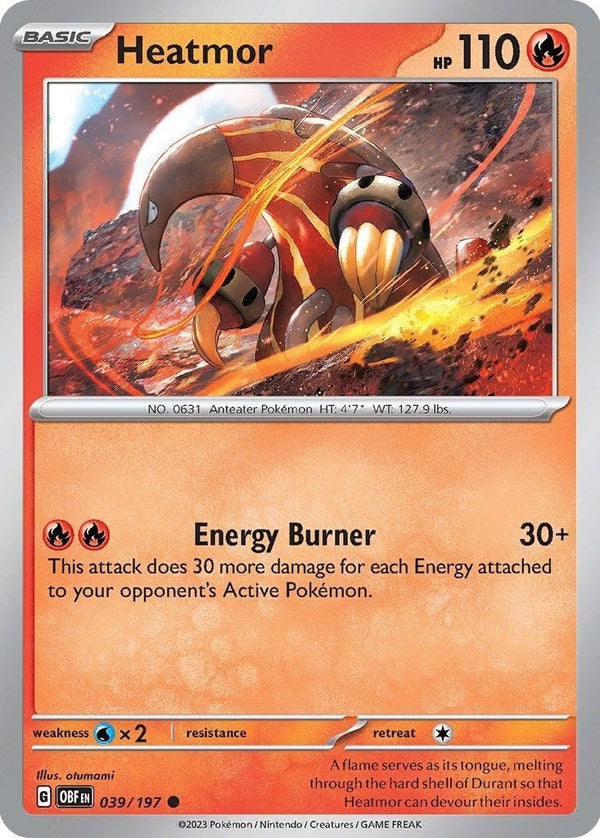 Heatmor - 039/197 Common Pokémon card from Obsidian Flames, Near Mint Normal