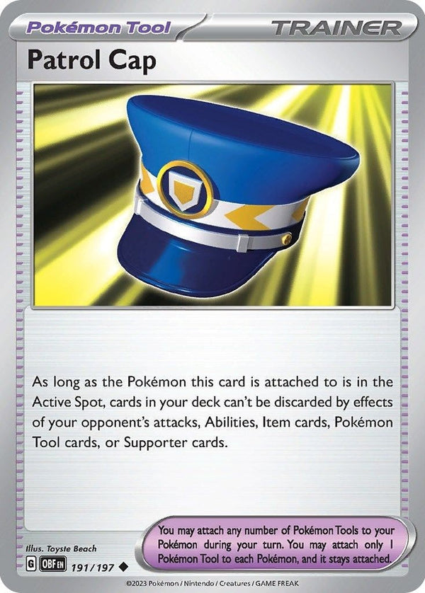 Patrol Cap - 191/197 Uncommon Pokémon card from Obsidian Flames, Near Mint Reverse Holofoil
