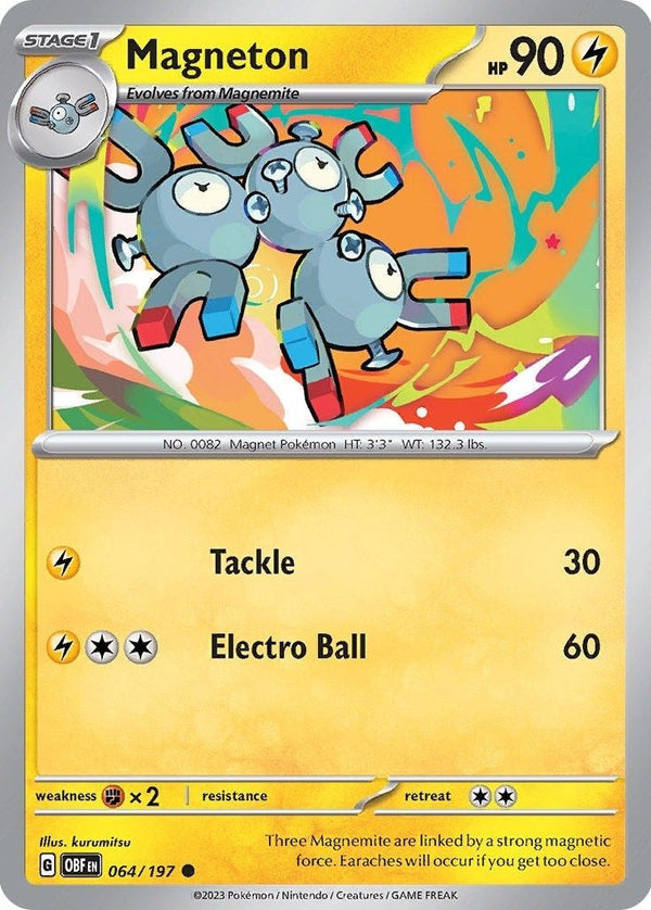 Magneton - 064/197 Common Pokémon card from Obsidian Flames, Near Mint Normal