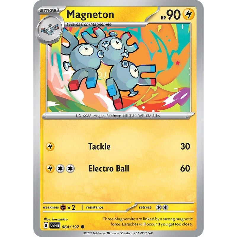 Magneton - 064/197 Common Pokémon card from Obsidian Flames, Near Mint Normal