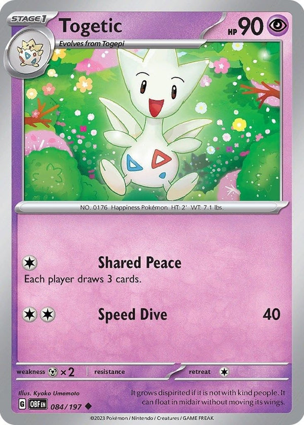 Togetic - 084/197 Uncommon Pokémon card from Obsidian Flames, Near Mint Normal
